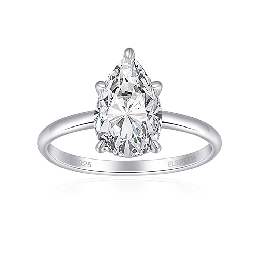 Elspeth 925 Sterling Silver Engagement Ring for Women Oval/Radiant/Pear/Cushion/Princess/RoundCut Cubic Zirconia Promise Ring Size 4-10