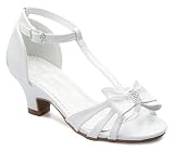 Olivia K Girl's Glitter Leatherette Open Toe Strappy Ankle T Strap Kitten Heel Sandal (Toddler/Littl