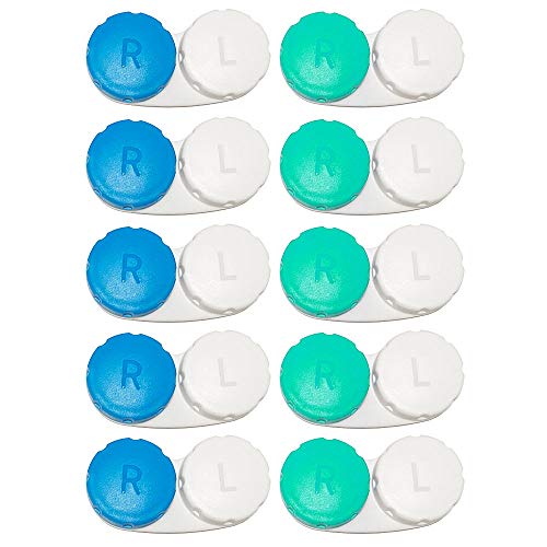 10 Pack Contact Lens Cases, iFwevs Contact Lens Box Left/Right Eyes Holder Container,Portable Mini Contact Lens Soak Storage Kit