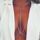 Carufin Sexy Bikini Bra Catena Corpo Argento Croce Seno Catena Lingerie Cristallo Accessori Collana Gioielli Regolabili per Donne e Ragazze