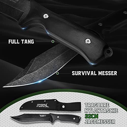 Foto von PURPLEBIRD Camping Axt Outdoor Messer Set, Feststehend Jagdmesser Survival Messer und Spaltaxt Schärfe Camping Beil mit Geschenkbox