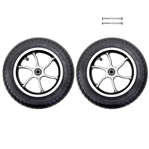 (2pcs Black) Electric Wheelchair Front Wheels, Pneumatic Tire Accessories, 10x2 Caster Replacement Parts, Aluminum Wheel Hubs