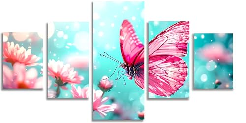 Diamond Painting Papillon 5D Grand Format | Broderie Diamant Fleur Kit Complet 125x63cm