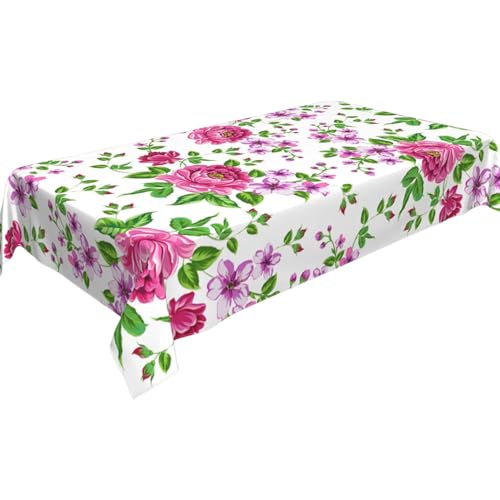 Nappe rectangulaire couverture de table réutilisable décoration de cuisine fleurs de roses