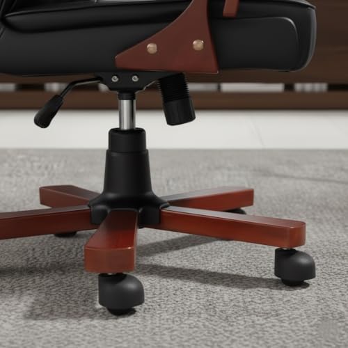 Image of Lakdi The Furniture High Back Director & Executive Chair for Office Made in Plyboard with Leatherette Upholstery & Mahogany Finished Armrests & Adjustable Features - 111011316 Black