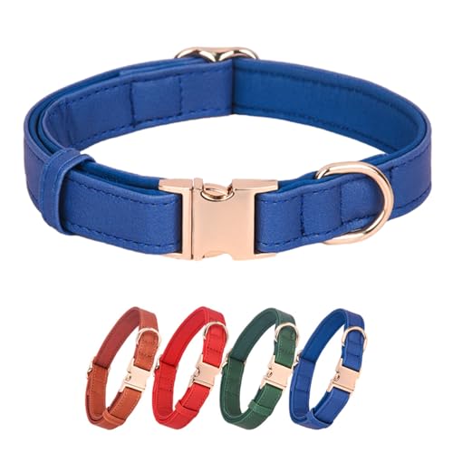 Collar para perro con hebilla dorada, suave PU, talla S