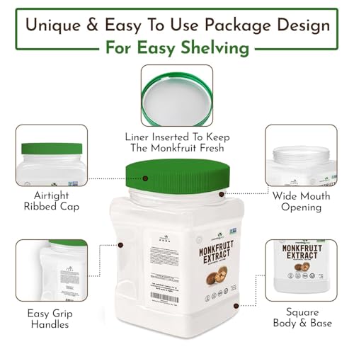 Morning Pep 100% Pure Monk Fruit extract sweetener, No Erythritol, Monkfruit Extract Powder, NON-GMO Project Verified, Keto Certified, OR kosher, No Fillers Zero Calories,Over 900 Servings