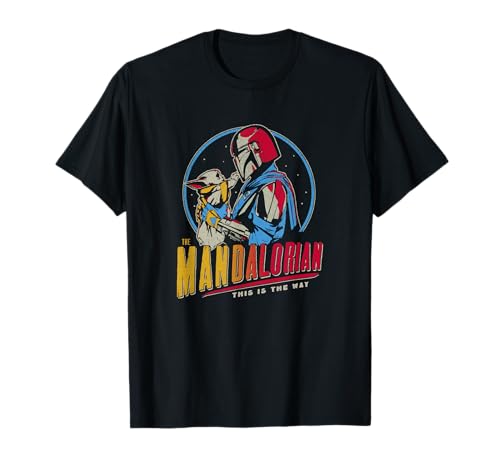T-shirt Star Wars The Mandalorian noir avec motif Grogu et arc-en-ciel