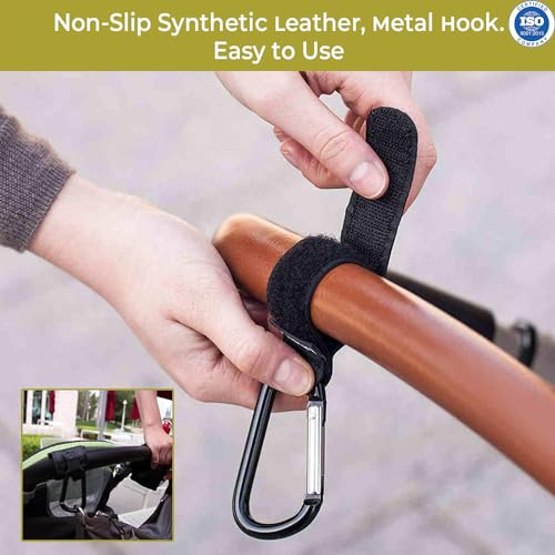 Image of Safe-O-Kid Strong Metal Non-Slip Buggy /Pram Clips (Pack of 2) - Universal Stroller Hooks for Bag Holder, Durable & Secure- Black