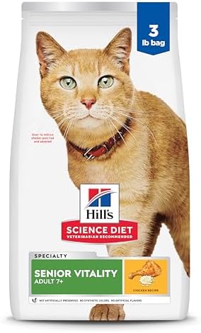 Hill's Science Diet Adult 7+ Senior Vitality Dry Cat Food, Chicke...