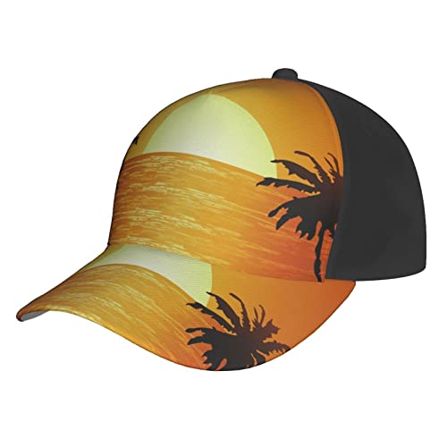 Casquette de baseball tendance brodée Palm Tree en noir classique et taille unique