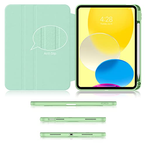 Soke Rotating Case For Ipad 10Th Generation 10.9-Inch 2022 With Pencil Holder - 360 Degree Rotate Stand Protective Case With Clear Back & Smart Sleep/Wake Cover - Emerald Marble #TOP6