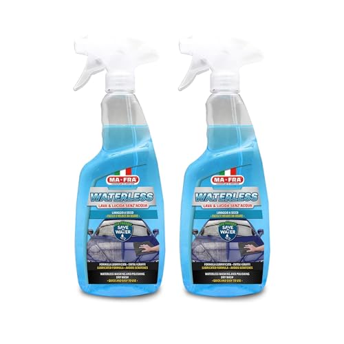 Ma-Fra Waterless Lavaggio Auto Senza Acqua – 2 Pezzi, Lava e Lucida a Secco, Formula Lubrificata Anti Graffi
