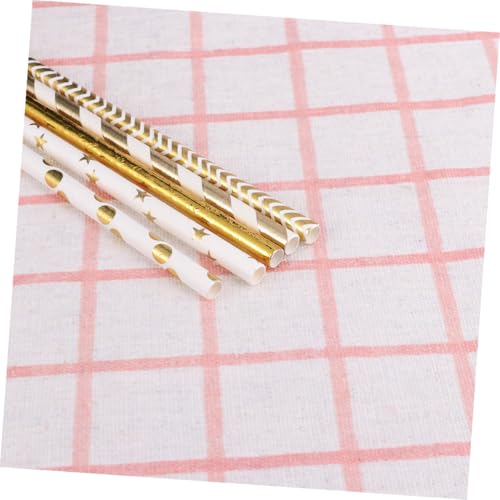 Pitillos de papel con diseño de corazones dorados biodegradables miniatura 4