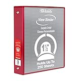 BAZIC 3 Ring Binder 1.5" Economy View Binders Organizer - Red, Round Ring, Hold 250 Sheets Paper, fo