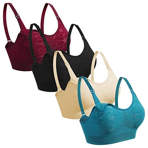 GXXGE Paquete de 4 sujetadores de lactancia para amamantar, sujetadores premamá push-up, de seda, sin costuras, para embarazo, sujetador sin aro, ropa interior, Medium