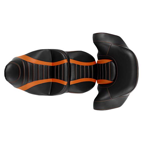 XFMT One Piece Two-Up Driver Passenger Seat with Color-Matched Wrap Around King Tour Pack Backrest Pad For Harley Touring Road King Street Electra Glide 2014-2020