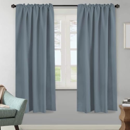 Image of H.VERSAILTEX Blackout Curtains Thermal Insulated Window Treatment Panels Room Darkening Blackout Drapes for Living Room Back Tab /Rod Pocket Bedroom Draperies, 52 x 72 Inch, Stone Blue, 2 Panels