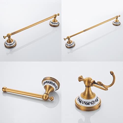 Juego de Accesorios de baño de Bronce Antiguo, toallero Ajustable, Soporte de Papel higiénico, Soporte para Toallas de Mano, Gancho, Juego de Accesorios de baño Dorados montado en la Pared - imagen 7
