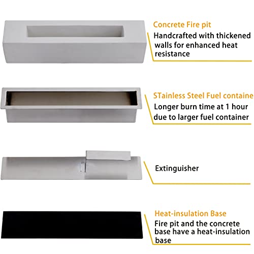 Indoor Fire Pit, Mavalzy Rectangle Tabletop Rubbing Alcohol Frie Pits For Outdoor Fireplace Concrete Bowl Pot Portable Fire With Extinguisher #TOP4