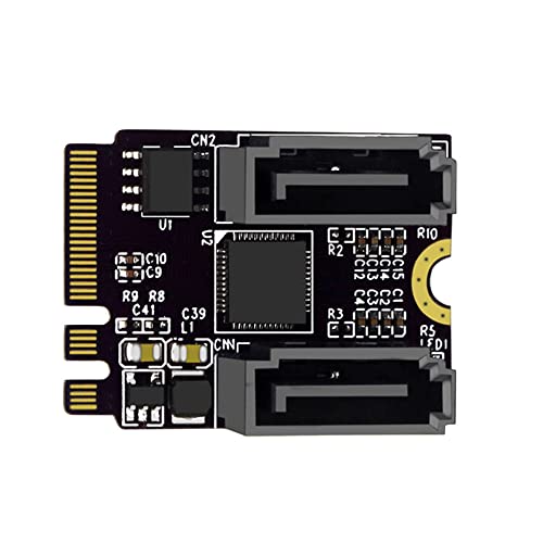 xiwai NGFF Key A+E PCI Express to SATA 3.0 6Gbps Dual Ports Adapter Converter Hard Drive Extension Card JMB582 2230