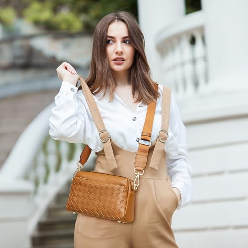 Kattee Woven Bag for Women, Small Soft Genuine Leather Shoulder Purses and Handbags Crossbody2