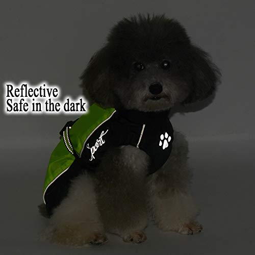 Zunea Wasserdichter Regenmantel für Mittelgroße und Große Hunde Reflektierend Regenjacke Leicht Winddicht Netzfutter Regenschutz Kleidung für Outdoor Wandern, Bekleidung für nasse Tage Grün 3XL