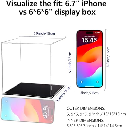 Image of Display Case for Collectibles Assemble Clear Acrylic Box Alternative Glass Case for Display Action Figures Home Storage & Organizing Toys (6x6x6 inch; 15x15x15 cm)