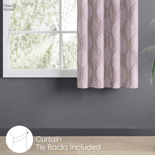 Image of haus & kinder Jacquard Window Curtain 5 Feet Long Pack of 1 Window Curtain, 5 Feet Curtain for Window (Sandvine Embossed, Sand Floral Nature Design 130x152 CM)