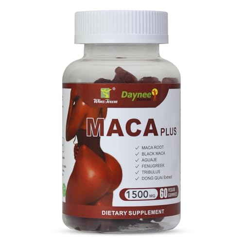 Wins Town Maca Plus Gummies, 1500mg Big Booty Enhancer with Black Maca Root & Dong Quai Extract, 60 Count