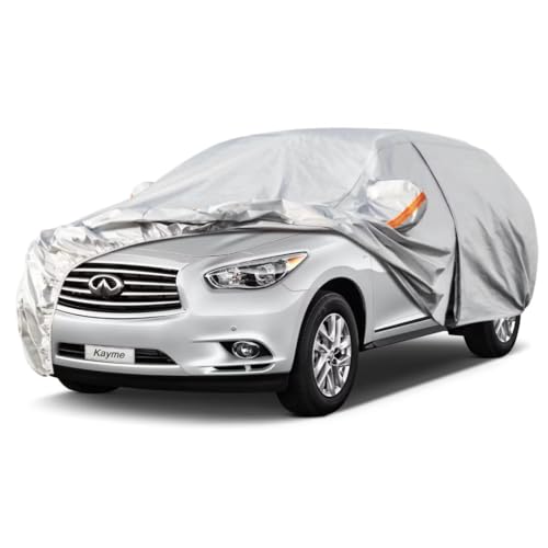 Kayme SUV Car Cover Fit for Infiniti JX35 (2012-2013) Automobiles All Weather Waterproof, Outdoor Cover Sun Rain Protection, with Lock and Zipper Door