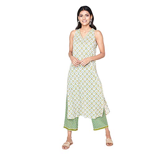 Image of global desi Womens V Neck Printed Kurta