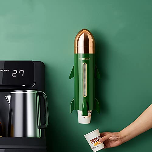 Distributeur de gobelets mural design fusée vert pour une cuisine rangée - 2