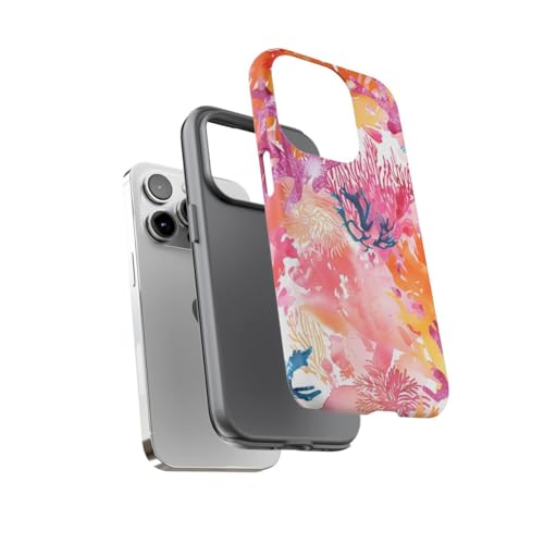 Coque rigide mate motif récif de corail rose pour iPhone 14 Pro