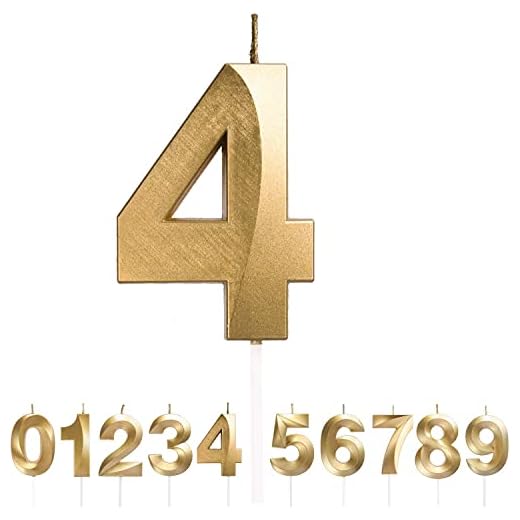 Velas con números de cumpleaños Velas de pastel de cumpleaños con forma 3D Velas de cumpleaños con purpurina dorada Decoración decorativa para cumpleaños Aniversario Boda Fiesta de graduación