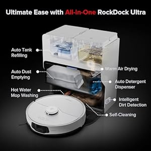 roborock S8 Max Ultra Robot Vacuum and Mop, All-in-One Dock, PreciSense LiDAR Navigation, Smart Dirt Detection, Self-Emptying, 8000Pa Suction for Various Floors, 20mm Auto Lifting for Carpet, White roborock S8 Max Ultra Robot Vacuum and Mop All in One Dock PreciSense LiDAR Navigation Smart Dirt Detection Self Emptying 8000Pa Suction for Various Floors 20mm Auto Lifting for Carpet White