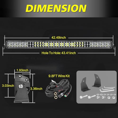Image of 40 Inch LED Light Bar Kit with Wiring Harness 5D Optics Lens | 400W Double Row LED, Spot Flood Combo Offroad Driving Light Super Bright Bumper Roof Light Bar for Trucks Pickup SUV UTV