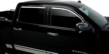 Putco Element Chrome Window Deflectors Fits Chevy Silverado/GMC Sierra 2014-2019 Crew Cab - Set of 4 - in Channel Install