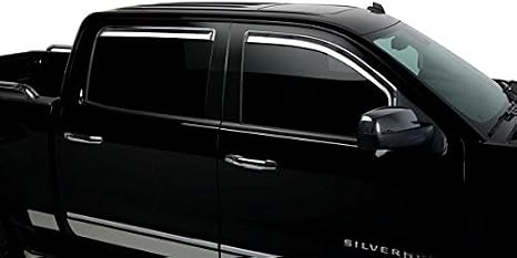 Putco Element Chrome Window Deflectors Fits Chevy Silverado/GMC Sierra 2014-2019 Crew Cab - Set of 4 - in Channel Install
