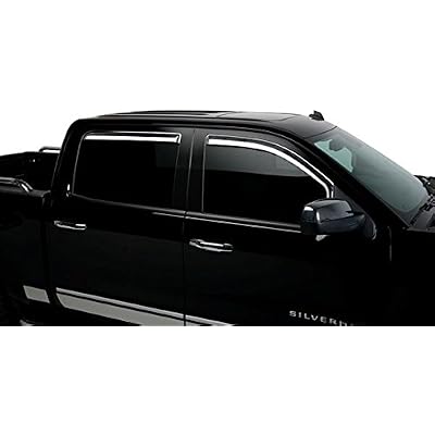 Putco Element Chrome Window Deflectors Fits Chevy Silverado/GMC Sierra 2014-2019 Crew Cab - Set of 4 - in Channel Install