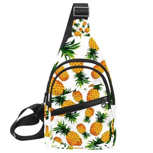 Sac à bandoulière motif ananas blanc pour homme 30x18cm