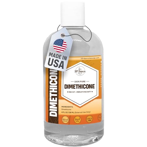 33rd Parallel | DIMETHICONE Oil (4 oz) 100% Pure Cosmetic Grade | 350 CST Medium Viscosity | Used in Moisturizers Lotions Primers Foundations Hair Products Sunscreen Wound Care | 4 Ounces