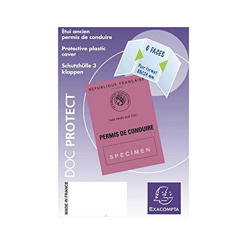 Exacompta : Porte-Permis de Conduire Français Transparent PVC 8.5 x 12.4cm - 1 Pièce