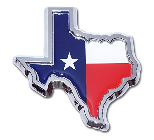 Image of Elektroplate Texas State Flag in Shape of Texas All Metal Emblem for Cars, Trucks, and All Auto | Universal Fit at 3.25 inch x 3.25 inch | Weatherproof