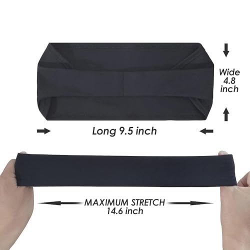Lot de 5 bandeaux de sport pour homme – Bandeau de course absorbant la transpiration avec poignée antidérapante, bande d'entraînement respirante pour gym, cyclisme, basket-ball, tennis (noir) – vue 2