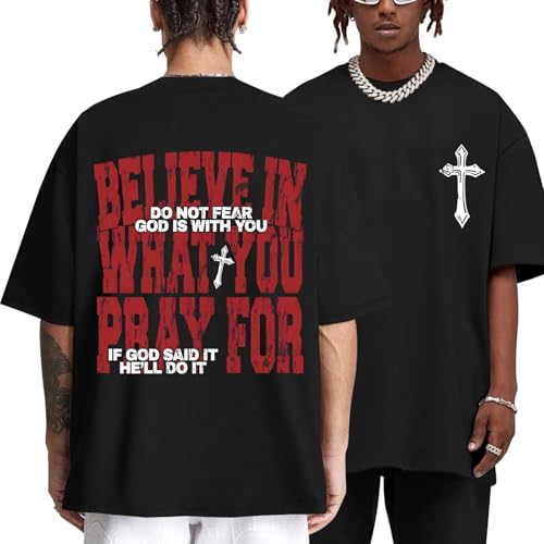 BINTEHGS Men's Christian Faith T-Shirts Inspirational Bible Verse Shirt Cross Oversized Tshirts for Men Jesus Graphic Tees