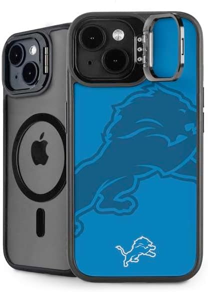 Skinit Kickstand Phone Case Compatible with iPhone 15 - Officially Licensed NFL Detroit Lions Distressed Design