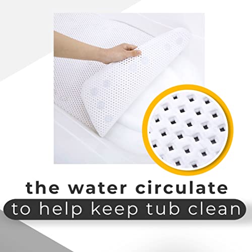 Sc Tech Bath Mats For Bathtub Non Slip Suction Cups Shower Mat Non Slip Adult & Kids Bathroom Bathtub Mat Non Slip 35X16 Non Slip Bathtub Mat Pvc Bath Mat For Tub Drain Hole Bathroom Mat (White) #TOP3