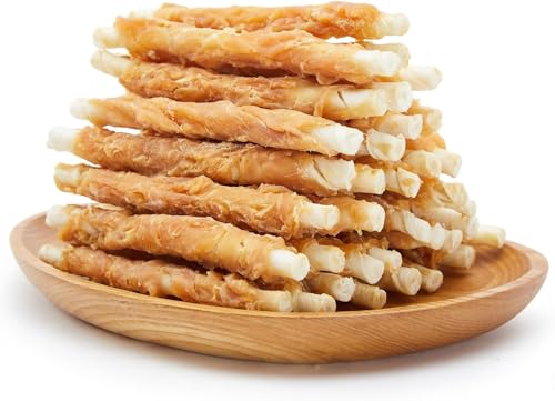 Jungle Calling 52 Count Chicken Wrapped Rawhide Sticks Dog Treats High-Protein 5 Inch Digestible Dog Chews for Small & Medium Dogs Grain Free Training Snacks 21.2 oz