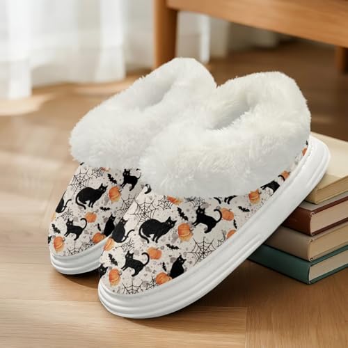 GIFTPUZZ Fuzzy Slippers Comfy Autumn Winter Indoor Outdoor Slippers with Anti-Skid Sole and Plush Collar Size 5.5-12.53